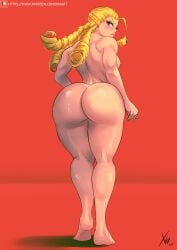 1girls arched_back ass ass_focus back_view backboob big_ass big_breasts blonde_hair blush blush_lines blushing brown_eyes bubble_ass bubble_butt dat_ass female female_only hi_res highres karin_kanzuki light-skinned_female light_skin long_hair looking_at_viewer looking_back naked nude nude_female solo street_fighter thick_thighs xhaart