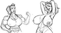 1girls 2020 2020s adora areolae big_breasts black_and_white breasts breasts_bigger_than_head female female_focus female_only first-second flexing hands_behind_head huge_breasts large_breasts long_hair monochrome muscles muscular muscular_female nipples ponytail she-ra_and_the_princesses_of_power sketch solo solo_female thick_thighs topless topless_female