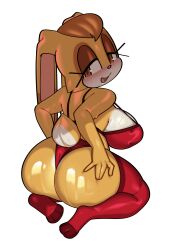 1girls anthro ass big_ass big_breasts big_butt blush bra breasts bunny_ears bunny_tail female fiinel furry half-closed_eyes huge_ass huge_breasts huge_butt legwear looking_back milf oiled_ass orange_eyes panties sega solo solo_female sonic_(series) thick_thighs thighhighs thighs underwear vanilla_the_rabbit voluptuous white_background wide_hips