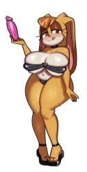 1girls anthro blush bunny_ears cameltoe dildo eye_contact female fiinel furry looking_at_viewer milf orange_eyes sega solo solo_female sonic_(series) standing sweat sweatdrop thick_thighs thighs vanilla_the_rabbit voluptuous white_background wide_hips