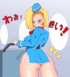 1girls android_18 blonde blonde_female blonde_hair blonde_hair_female blue_eyes cameltoe cleavage curvy dragon_ball erect_nipples female huge_areolae huge_ass huge_breasts lunaexhabbitix puffy_nipples short_hair thick_lips voluptuous wide_hips yellow_hair