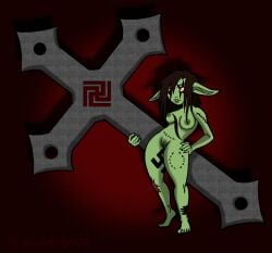 casual_nudity cross female freddyker goblin goblin_female oc swastika