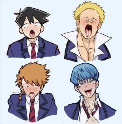 4boys ahe_gao blush chiarai_shigeo gay katai_makoto komi-san_wa_komyushou_desu lilprincyvi makoto_katai male_only naruse_shisuto school_uniform tadano_hitohito tongue tongue_out