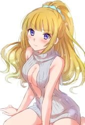 1girls artist_request blue_eyes breasts classroom_of_the_elite clothed clothes clothing eyes eyes_open eyes_opened female female_only females_only hair karuizawa_kei mouth open_clothed open_clothes open_clothing purple_eyes tagme violet_eyes virgin_killer_sweater yellow_hair youkoso_jitsuryoku_shijou_shugi_no_kyoushitsu_e