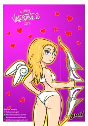 1girls ass blonde_female blonde_hair cupid cupid's_arrow female female female_only goil_drawing happy_valentine valentine's_day