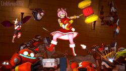 2girls 3d 3d_(artwork) 3d_model amy_rose amy_rose_(warfaremchine) anthro ass badnik bat blue_eyes bracelet breasts chiropteran clenched_teeth clothed clothed_female digital_media_(artwork) doom dress eulipotyphlan female fight flying footwear fully_clothed gloves goes_hard green_eyes gun gun_hunter hair hammer handwear headband hedgehog high_heels large_breasts legs leotard linkaransfm machine mammal medium_breasts mobian mobian_(species) mobian_bat piko_piko_hammer pink_body pink_fur pink_hair red_boots red_eyes robot rouge_the_bat sega sonic_(series) sonic_adventure_2 sonic_the_hedgehog_(series) source_filmmaker swing tan_body teeth thick_thighs thighs video_games voluptuous warfaremachine watermark weapon white_clothing white_hair wide_hips yellow_skin