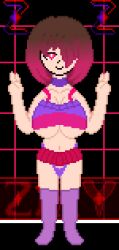 1girls bete_noire brown_hair female female_only glitchtale pink_eyes pink_highlights pixel_art undertale undertale_(series) undertale_au undertale_fanfiction zixy