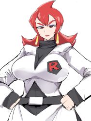 ariana_(pokemon) belt big_breasts blackse cleavage female lipstick milf pokemon pokemon_gsc pokemon_hgss red_eyes red_hair serious setouchi setouchi_(blackse) solo tagme team_rocket thick_thighs voluptuous wide_hips