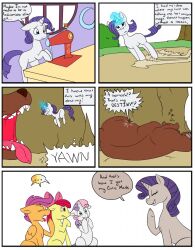 alternate_ending anthro apple_bloom_(mlp) bow cave comic cutie_mark_crusaders_(mlp) disgust dragga earth_pony equid equine feces female feral flashback friendship_is_magic group hasbro hi_res horn horse magic mammal my_little_pony pegasus pony rarity_(mlp) scat scootaloo_(mlp) sewing_machine stained_fur story sweetie_belle_(mlp) unicorn ursid vore wings