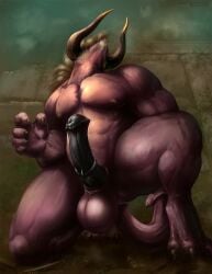 2020 abs anal anal_sex animal_genitalia animal_penis anthro balls behemoth biceps big_penis claws crouching digitigrade equine_penis erection facial_hair final_fantasy fog genitals hi_res holding_own_tail horn looking_up male mane masturbation medial_ring muscular nipples nude outside pecs penetration penis satanic_monkey solo square_enix stone_wall tail_fetish tail_grab tail_masturbation tail_play video_games wall_(structure)