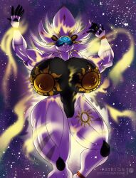 2022 5_fingers abs absurd_res anthro areola big_breasts breasts digital_media_(artwork) eyebrows eyelashes female fingers generation_7_pokemon genitals hi_res high_resolution huge_breasts legendary_pokemon nintendo nipples pokemon pokemon_(species) pussy six_pack sola_(alolan_suns) solgaleo solo thebigbadwolf01 video_games