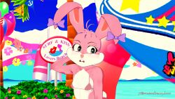 babs_bunny beach bikini breast bunny bunny_ears cute furry futa futanari pink_hair pink_skin strip tiny_toon_adventures trap