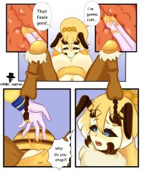 anthro bee bee_girl big_breasts blue_eyes cute feliz_cuervo fingers furry girl masturbation vaginal_masturbation yellow_hair yellow_skin