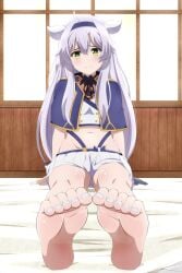 1girls big_breasts breasts foot_fetish rokudenashi_majutsu_koushi_to_akashic_record sistine_fibel solo zorzero