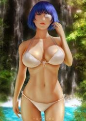 1girls big_breasts blue_hair eyepatch female female_focus female_only high_resolution highres ikkitousen looking_at_viewer nipples nude nude_female ryomou_shimei solo yupachu