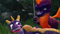 activision angry anthro_on_anthro anthro_only clenched_teeth dragon drakeledragon duo evil_spyro feral forced genitals hand_on_penis horn looking_at_genitalia looking_at_penis magic male male/male membrane_(anatomy) membranous_wings penis penis_pull purple_body purple_penis rape red_body scared sexual_torture spyro spyro_the_dragon teeth torture trapped video_games wings