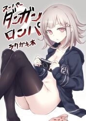 ass breasts convenient_censoring danganronpa danganronpa_2:_goodbye_despair female_only hiraga_matsuri jacket jacket_only looking_at_viewer nanami_chiaki panties smooth_skin solo super_danganronpa_2 thighhighs