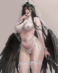 1girls albedo_(overlord) big_breasts breasts janggun overlord_(maruyama) solo succubus succubus_horns succubus_wings