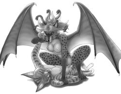 anthro bagheera_(artist) breasts canine closed_eyes cum domination feline female fur furry horns male nude penetration penis rape sex snake_hair spread_legs spreading straight vaginal_penetration wings