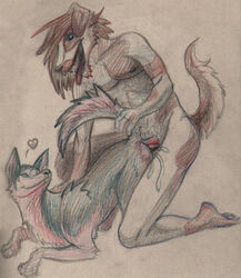 animal anthro_bestiality ass_up canine couple female feral from_behind heart interspecies love male nude riscara sex straight tail tail_grab â™¥