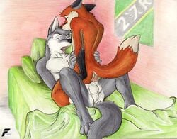 anal anthro balls canine closed_eyes fluke fox fur furry furry_only gay male open_mouth orgasm penis tail