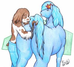 2008 anatomically_correct animal anthro anthro_bestiality anus blue canine equine equine_pussy female feral fisting flower freckles_(artist) freckles_(character) horse interspecies jeans male mare pussy vaginal_penetration what