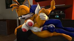 1boy 1girls 3d alternate_version_available animal_ears anthro bare_shoulders barefoot big_breasts blue_skin breasts busty cleavage closed_eyes couch curvy detailed_background duo erect_nipple erect_nipples erection eyelashes female femsub fox front_view furry gloves grab grabbing hedgehog hourglass_figure humanoid indoors inside interspecies leg_lift leg_up lowkeydiag lying male maledom mammal naked nude open_mouth penetration pose posing room rule_63 sega sex shaved_pussy shiny shiny_skin short_hair sonic_(series) sonic_the_hedgehog spread_legs spreading straight tail tails tails_the_fox tailsko vaginal_penetration video_game video_games voluptuous white_gloves wide_hips yellow_skin