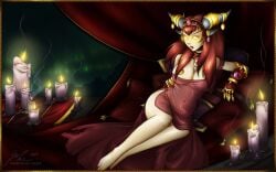 1girls alexstrasza big_breasts blizzard_entertainment light-skinned_female light_skin nipple_pasties noxychu pinup red_hair see-through see-through_clothing solo voluptuous voluptuous_female warcraft wide_hips world_of_warcraft