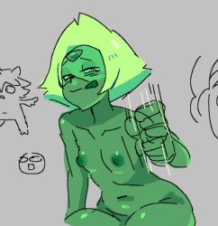 1girls breasts completely_nude completely_nude_female female gem_(species) green_skin motion_lines nude nude_female peridot_(steven_universe) steven_universe strapmercy tagme tongue_out