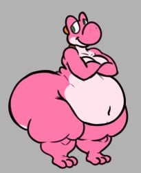 absurd_res anthro ass big_butt digital_media_(artwork) dinosaur gaze_(artist) green_yoshi hi_res huge_butt huge_thighs hyper hyper_butt male mammal mario_(series) nintendo nude pink_yoshi reptile scalie solo thick_thighs wide_hips yoshi