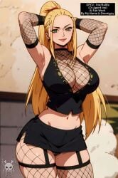 1girls ai_generated big_breasts blonde_female blonde_hair cipher_pol_(one_piece) crop_top female female_only fishnets garter_straps glasses green_eyes ino_yamanaka kalifa kalifa_(one_piece) light-skinned_female long_hair mynameisdoomguy naruto one_piece ponytail self_upload skirt solo solo_female yamanaka_ino