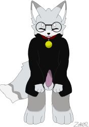 adult artist_upload blush furry furry_only gay glasses hoodie_lift original_character self_upload white_background zeroiz