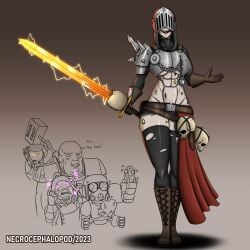 2girls adepta_sororitas adeptus_mechanicus astra_militarum darktide dialogue english_text female imperial_guard imperium_of_man necrocephalopod ogryn purity_seal sister_of_battle techpriest text warhammer_(franchise) warhammer_40k