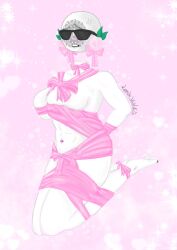 abs big_breasts blush blushing bows breasts countryhumans countryhumans_girl covered_nipples fairydust_uwu fbi fbi_(countryhumans) fbi_open_up leaves piercing pink_background roses source_request sunglasses tagme tied tied_legs uncomfortable white_skin