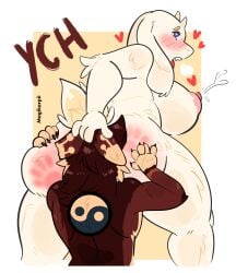 absurd_res anthro ass bovid butt_slap canid canine canis caprine duo female fox goat hi_res magikarpii male male/female mammal slap sucking toriel undertale_(series) wolf