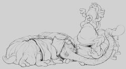 anonymous_artist aster_(look_outside) dream_eater_(look_outside) gay look_outside male male_only monster partially_clothed presenting spread_anus teratophilia trunk