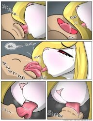 anthro blonde_hair blush bodily_fluids brother brother_and_sister comic duo english_text female hair human ilica incest kissing lagomorph leporid licking male male/female mammal rabbit red_eyes saliva sibling sister sucking text tongue tongue_out tosun