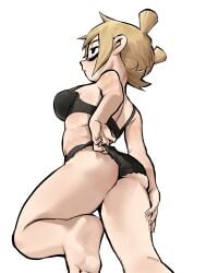 ass blonde_hair bra female light-skinned_female panties roxanne_richter scott_pilgrim solo underwear white_background