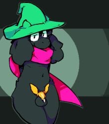 1boy 2d aliasing anthro anthro_male anthro_only big_ears black_body black_fur bodily_fluids bovid caprine catjam_(artist) chastity_cage chastity_device clothing cum cum_drip deltarune dripping eyewear fur furry furry_male furry_only genital_fluids girly glasses goat green_clothing green_hat green_headwear hat headgear headwear hi_res humanoid humanoid_male humanoid_only looking_at_viewer male male_only mammal mammal_humanoid pink_scarf ralsei scarf simple_background smile solo thick_thighs undertale_(series) video_games