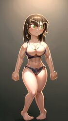 abs angry bikini cleavage feet kropka308_(character) legs_crossed polish six_pack youtuber_girl