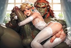 2boys ai_generated femboy ganondorf gay link mt8 penis precum size_difference stockings tagme the_legend_of_zelda wedding_lingerie wedding_veil yaoi