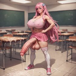 1futa abs ai_generated athletic_futanari big_breasts classroom cum_on_floor cum_on_table enormous_cock fit_futanari futa_only futanari gigantic_cock goddess huge_balls huge_cock long_cock milk mommy muscular muscular_futanari pink_clothing pink_hair pink_shoes pink_skirt pink_top school_uniform shennru solo teacher thick_thighs