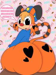 1boy 2000s_(style) 2000s_and_2010s_style :3 ? adorable anthro ass ass_focus back_view badge belt big_ass blush blush_stickers bobcat bonkers bonkers_(disney) bonkers_d._bobcat bottom_heavy bottomless candy chest_tuft clothed clothing cute_expression cute_sexy diagonal-striped_background digital_media_(artwork) disney disney_channel english_text floppy_ears fluffy fur gloves hair hat heart heart-shaped_pupils heart_tail hi_res huge_ass impact_(font) large_ass long_sleeves looking_at_viewer looking_back male male_focus male_only mammal meme pattern_background pink_background police question_mark raised_tail rear_view red_nose retro_artstyle round_ass self_upload shirt simple_background sitting sitting_on_chair solo solo_anthro solo_focus solo_male spotted_fur striped_background striped_tail svenniehoek tail tan_fur text thick_ass thick_thighs toony two-tone_body two-tone_fur white_background white_gloves
