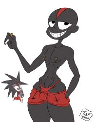 bottom_heavy bottomless bottomless_male bottomwear bulge_through_clothing cigarette dsptoons femboy gay lil_darkie male nipple_piercing penis_under_clothes piercings spider_gang stomach_piercing wendigo_(spider_gang) wide_hips