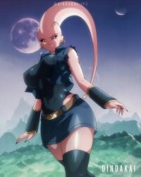 1girls absorption android_18 dindakai dragon_ball earrings female genderswap_(mtf) large_breasts majin_buu thick_thighs