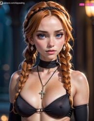 ai_generated aippealing anna_(frozen) disney female frozen_(film) frozen_2 ginger nipple_bulge pokies princess