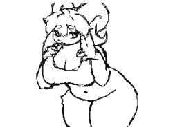 animated big_breasts big_nipples black_and_white bodily_fluids bounce bovid bovine breast_expansion breast_growth breast_squish breasts caprine cattle digital_media_(artwork) expansion female flipnote_studio_(artwork) goat growth huge_breasts hybrid hyper hyper_breasts jiggling low_res mammal monochrome nekowyn nipples sheep sigh solo squish sweat