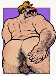 ass backsack balls body_hair facial_hair freebo23 male male_only mario_(series) moustache nintendo nude penis solo solo_male wario