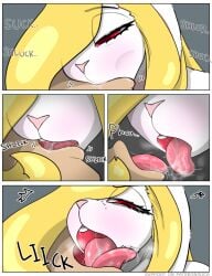 anthro blonde_hair blush bodily_fluids brother brother_and_sister comic duo english_text female hair human ilica incest kissing lagomorph leporid licking male male/female mammal rabbit red_eyes saliva sibling sister sucking text tongue tongue_out tosun