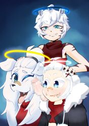 bungotaiga demoni_chan dick dominant_male femboy furry gay indie_virtual_youtuber taiga_(bungotaiga) taigaxholic threesome virtual_youtuber white_hair